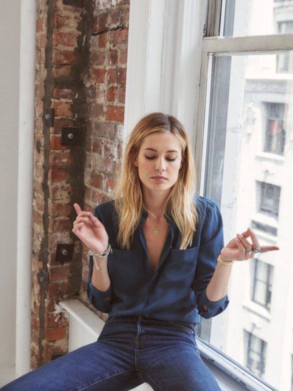 Sezane 100% silk button down boy shirt